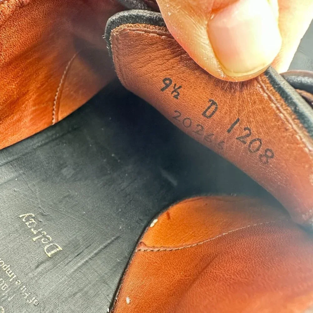 Allen Edmonds Delray Men Size 9.5D Black Leather Split Toe Derby Dress Shoes